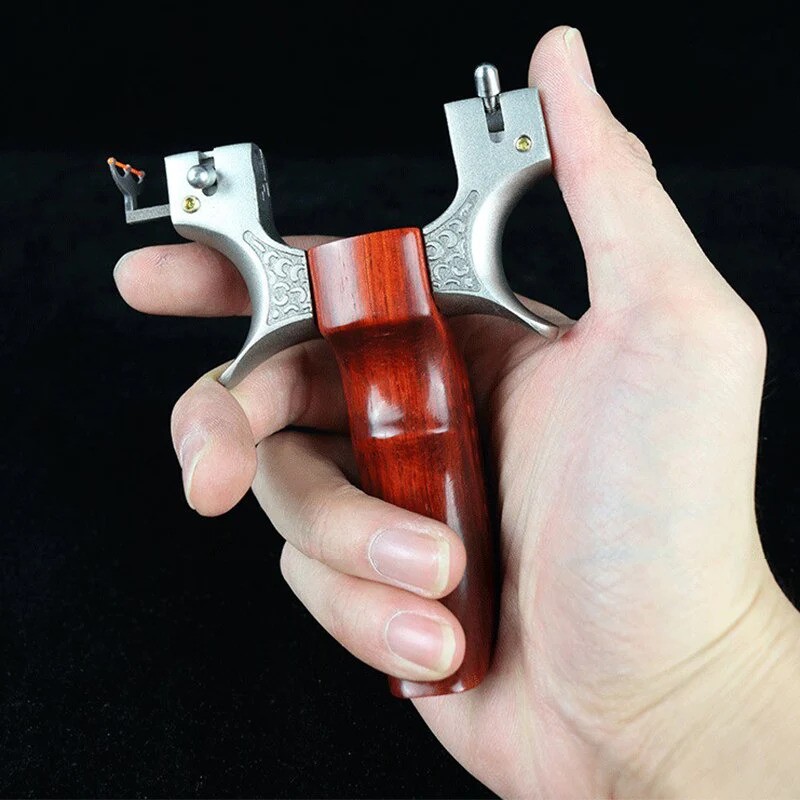 Wood and Stainless Steel Slingshot with Fiber-Optic Sight thumbnail 5