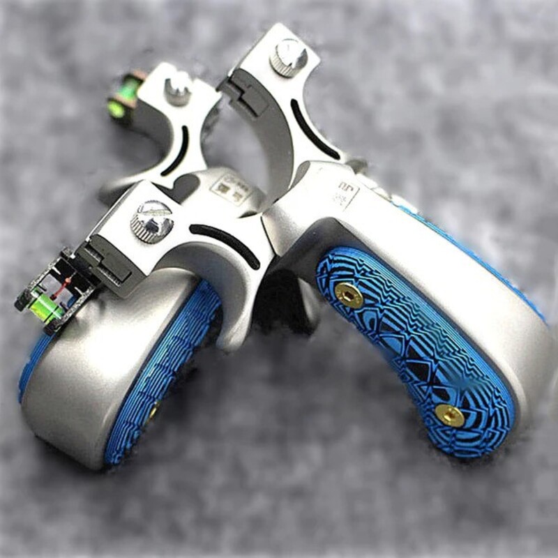 98K Stainless Steel Slingshot with Blue Wood Detail thumbnail 2