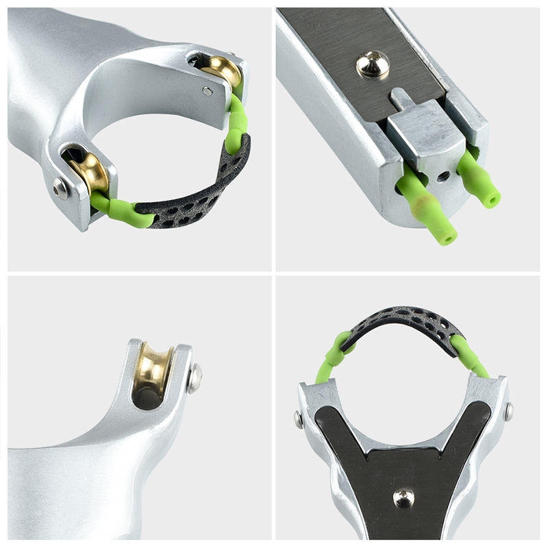 Silver Double-Pulley Metal Slingshot thumbnail 3