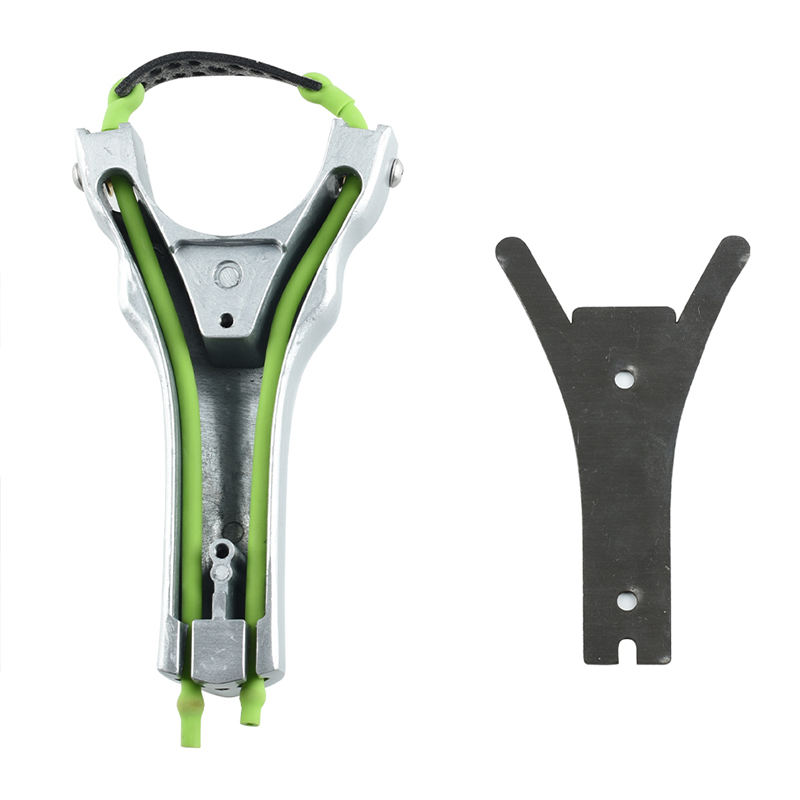 Silver Double-Pulley Metal Slingshot