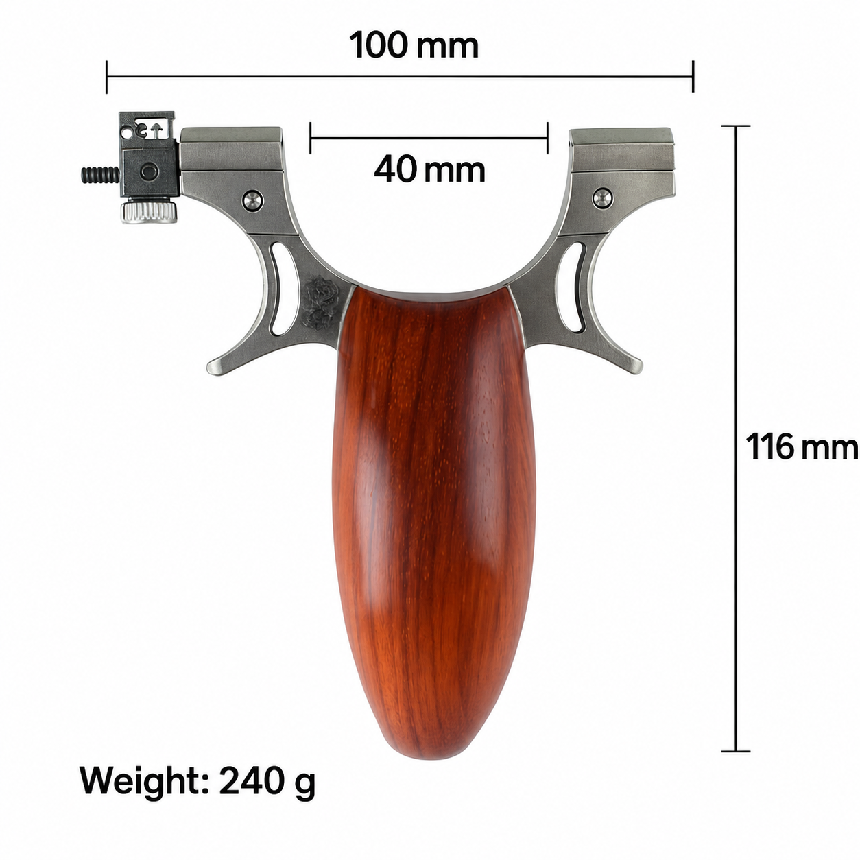304 Stainless Steel Slingshot with Wooden Grip thumbnail 3