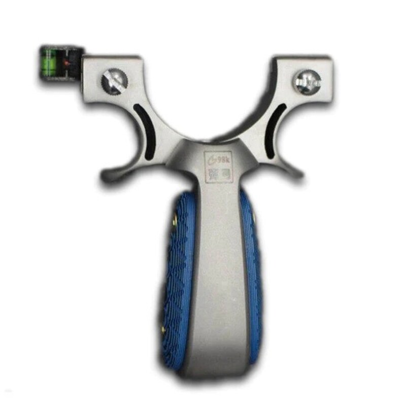 98K Stainless Steel Slingshot with Blue Wood Detail